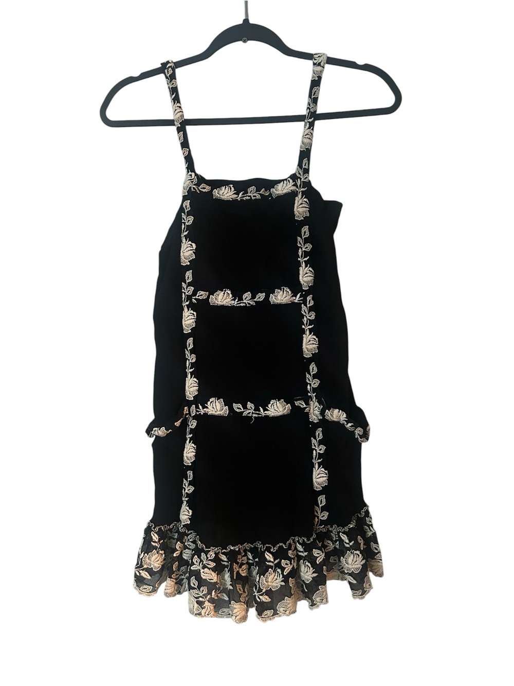 Alice and Olivia Black and White floral embroidered Aline shift mini dress small